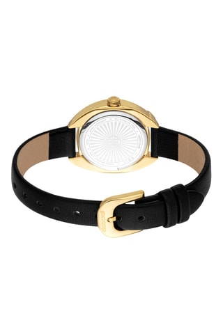 Leren Quartz Horloge - Zwart en Goudkleurig