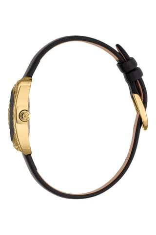 Leren Quartz Horloge - Zwart en Goudkleurig