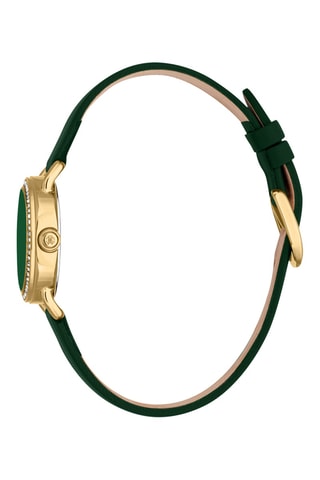 Leren Quartz Horloge - Groen en Goudkleurig