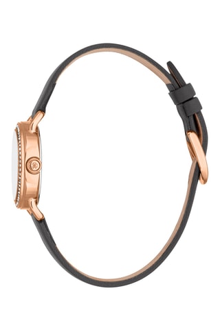 Leren Quartz Horloge - Donkergrijs en Roségoudkleurig