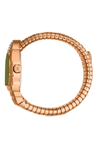 Stalen Quartz Horloge - Roségoudkleurig en Kaki