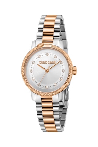 Stalen Quartz Horloge - Zilverkleurig en Roségoudkleurig