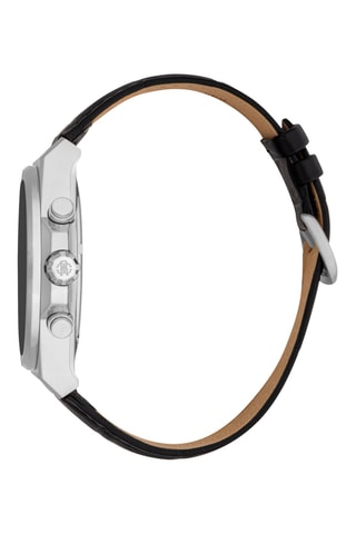 Leren Quartz Horloge - Zwart en Zilverkleurig