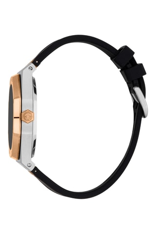 Silicone Quartz Horloge - Zwart en Zilverkleurig