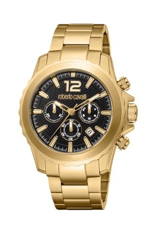 Stalen Quartz Horloge - Chronograaf - Goudkleurig en Zwart