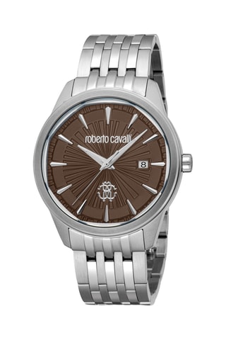Stalen Quartz Horloge - Zilverkleurig en Bruin