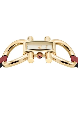 Leren Quartz Horloge - Rood en Goudkleurig