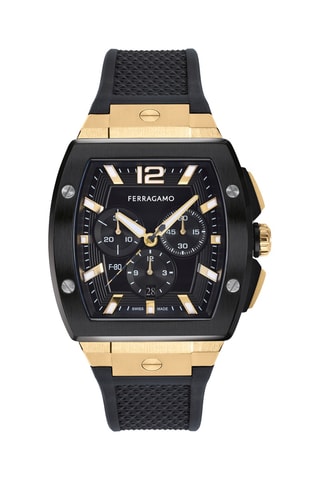 Rubberen Quartz Horloge - Chronograaf - Zwart