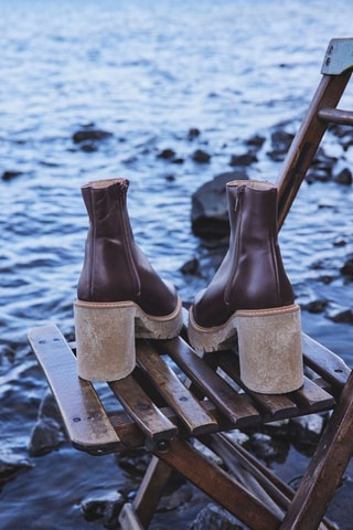 Botins em couro Louise - Castanho