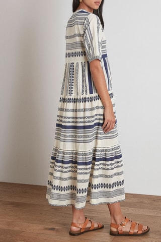 Vestido midi Cerise - Cru e azul