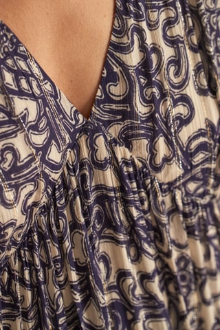 Vestido comprido Cecile - Cru e azul-noite
