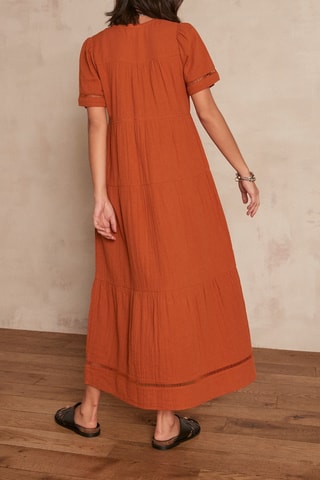Vestido comprido Carole - Vermelho-tijolo