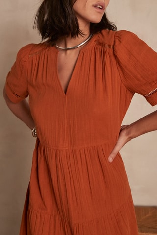 Vestido comprido Carole - Vermelho-tijolo