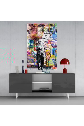 Tableau en verre trempé "Love Is The Answer" - Banksy - Reproduction