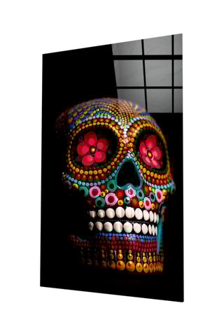 Tableau en verre trempé Flowery Skull 