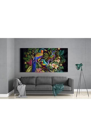 Triptyque en verre trempé Tropical Birds