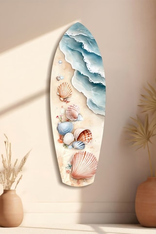 Décoration murale en verre trempé Shoreline Treasures – Beige et bleu clair