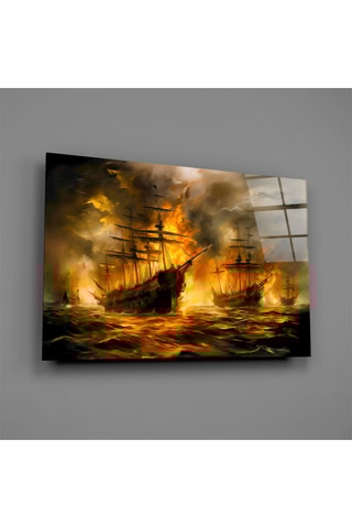 Tableau en verre trempé Navy in Flames 