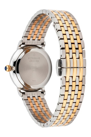 Montre à quartz en acier, nacre et diamants
