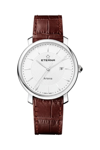 Montre à quartz en cuir - Marron et argenté