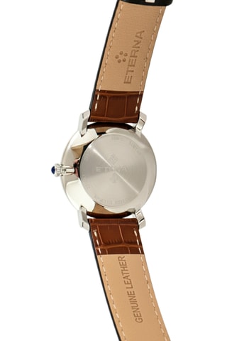Montre à quartz en cuir - Marron et argenté
