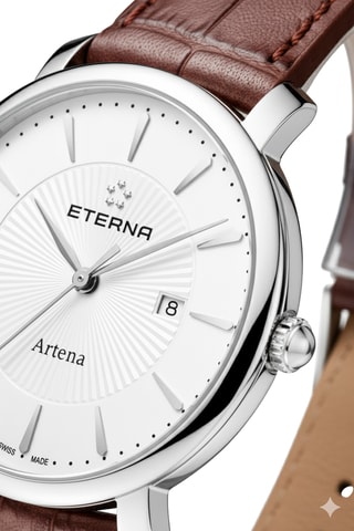 Montre à quartz en cuir - Marron et argenté