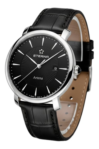 Montre à quartz en cuir - Noir et argenté