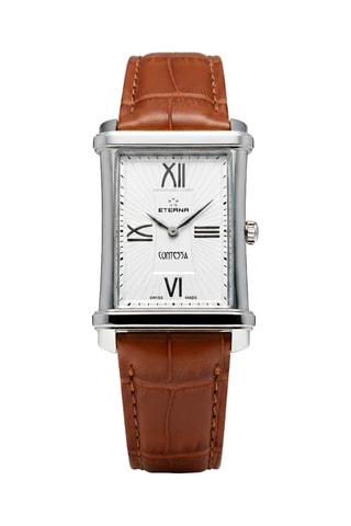 Montre à quartz en cuir - Marron et argenté