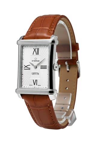 Montre à quartz en cuir - Marron et argenté