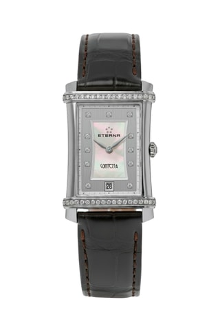 Montre à quartz en cuir, nacre et diamants