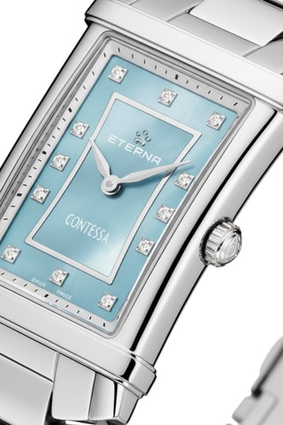 Montre à quartz en acier, nacre et diamants