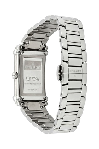 Montre à quartz en acier, nacre et diamants