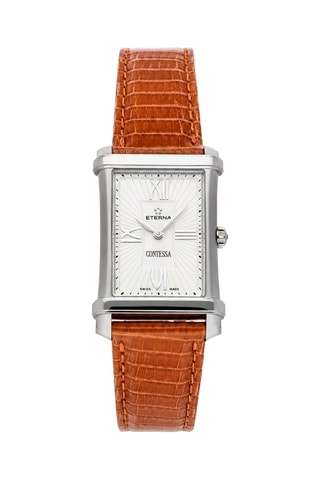Montre à quartz en cuir - Marron et argenté