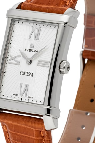 Montre à quartz en cuir - Marron et argenté