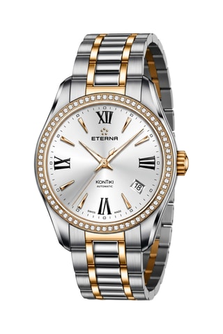 Montre automatique en acier et diamants