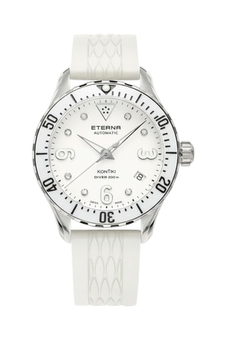 Montre automatique en caoutchouc, céramique et diamants