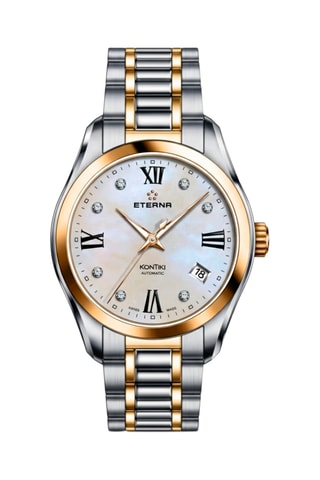 Montre automatique en acier, nacre et diamants