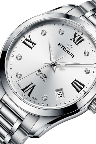 Montre automatique en acier et diamants