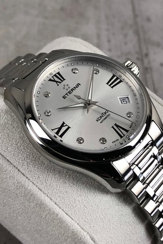 Montre automatique en acier et diamants
