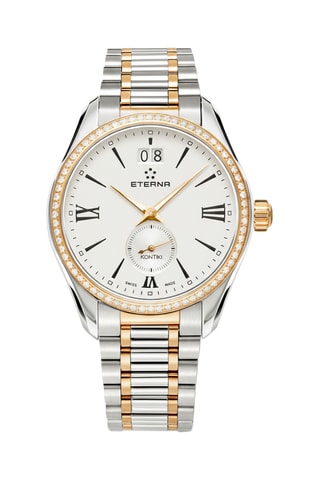 Montre à quartz en acier et diamants