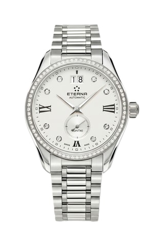 Montre à quartz en acier et diamants