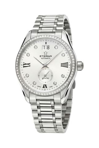 Montre à quartz en acier et diamants