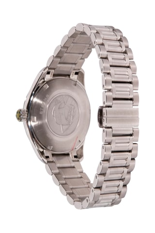 Montre à quartz en acier et diamants