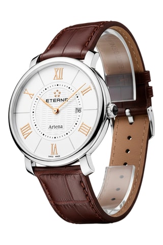 Montre à quartz en cuir - Marron et argenté