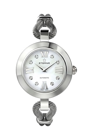 Montre automatique en acier, nacre et diamants