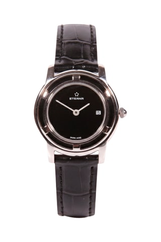 Montre à quartz en cuir - Noir et argenté