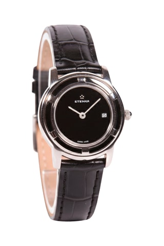 Montre à quartz en cuir - Noir et argenté