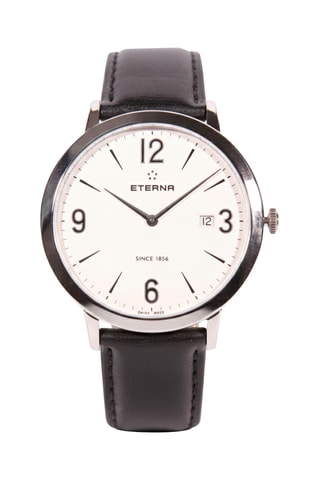 Montre à quartz en cuir - Noir et argenté