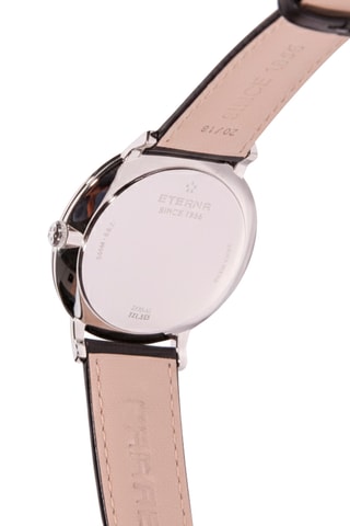 Montre à quartz en cuir - Noir et argenté