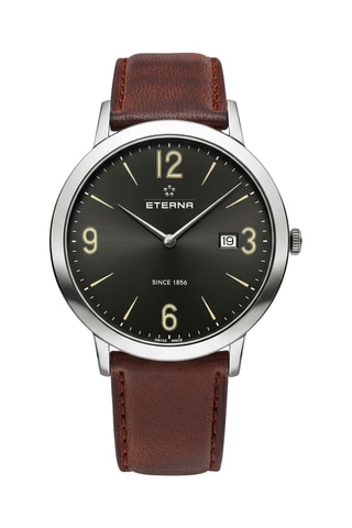 Montre à quartz en cuir - Marron et argenté